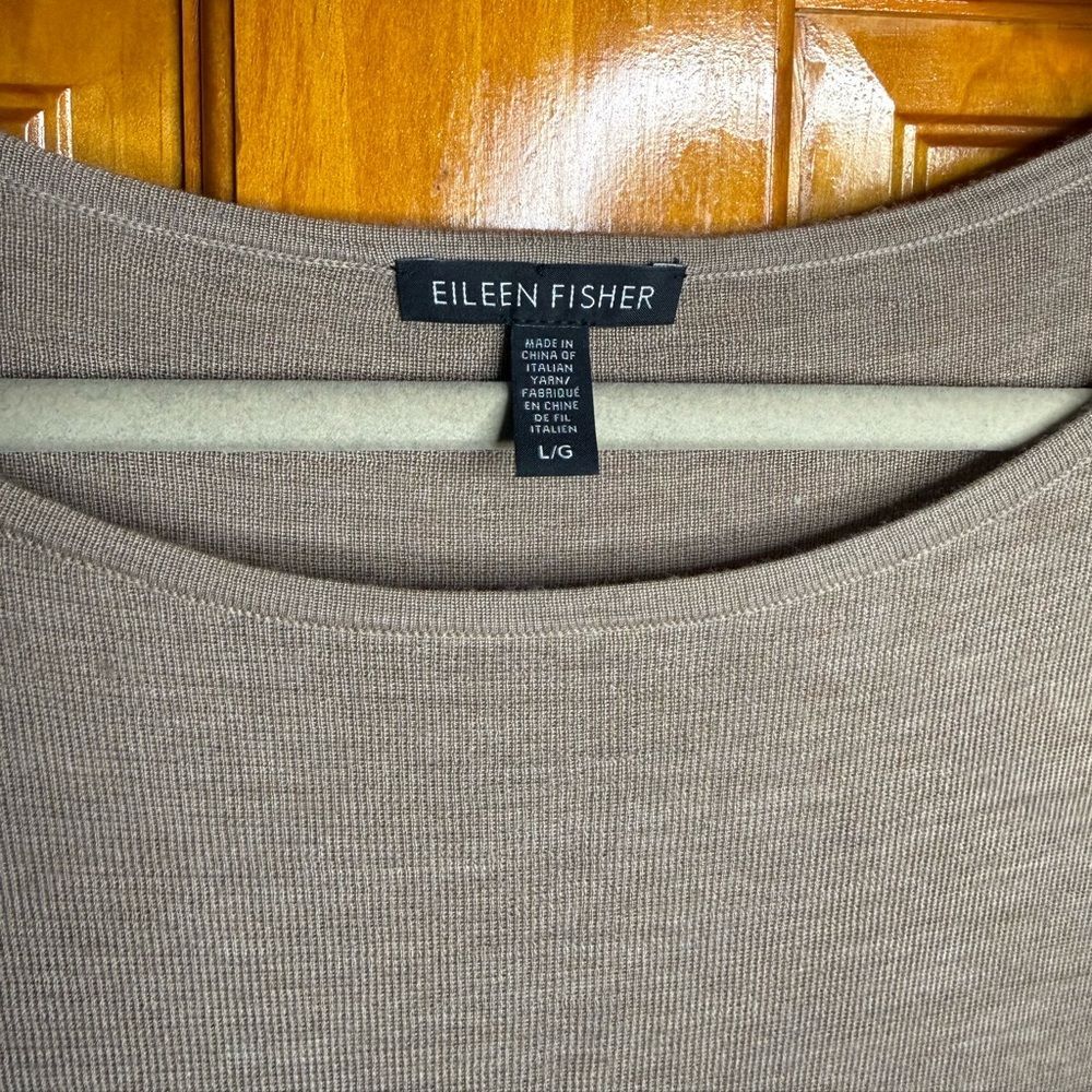 Eileen Fisher Ultrafine Merino Crew Neck Top in Barley Womens Size Large - Picture 2 of 10